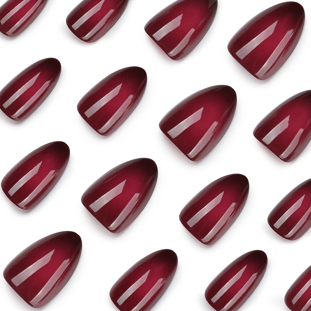 Red Ombre Almond Long Press On Nails
