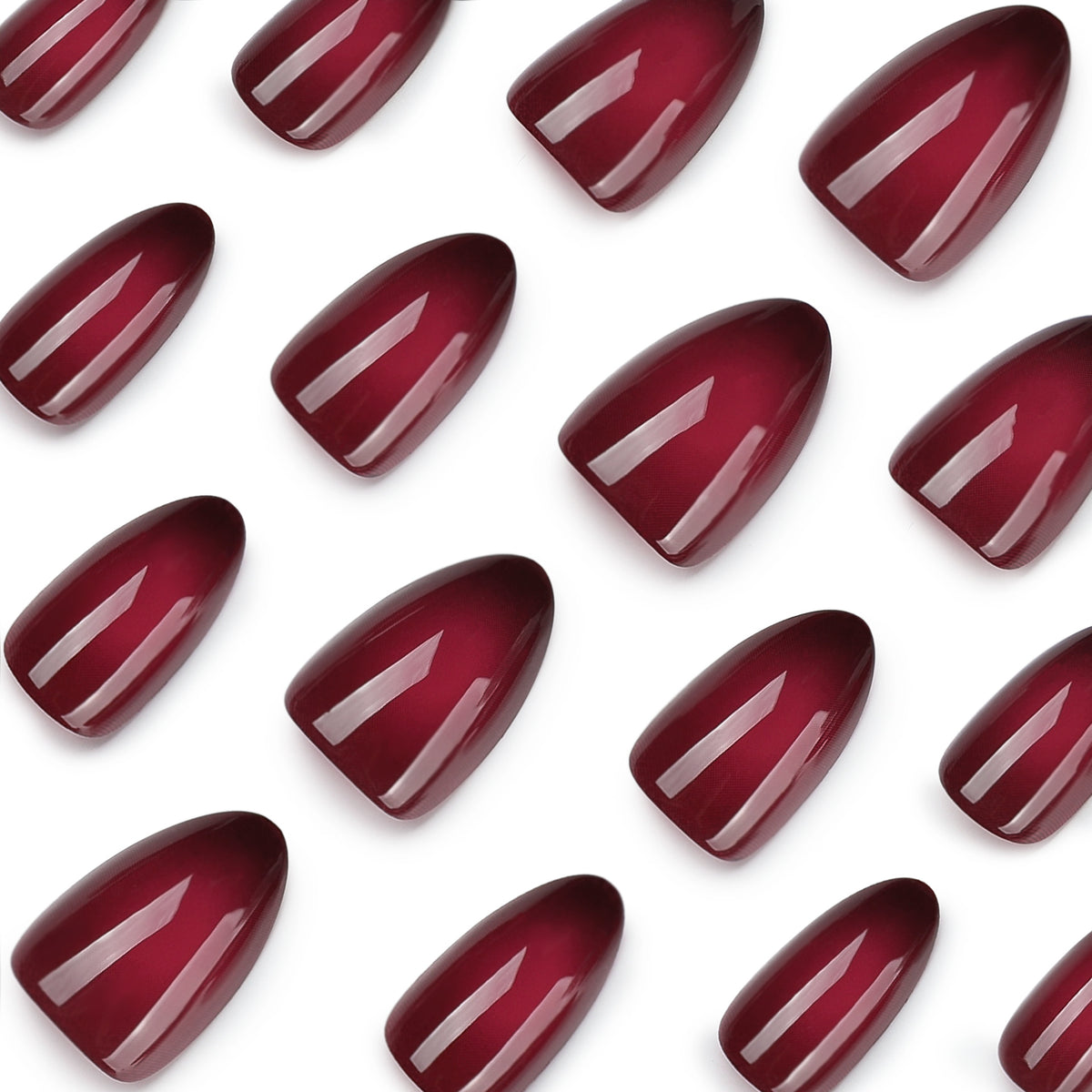 Red Ombre Almond Long Press On Nails