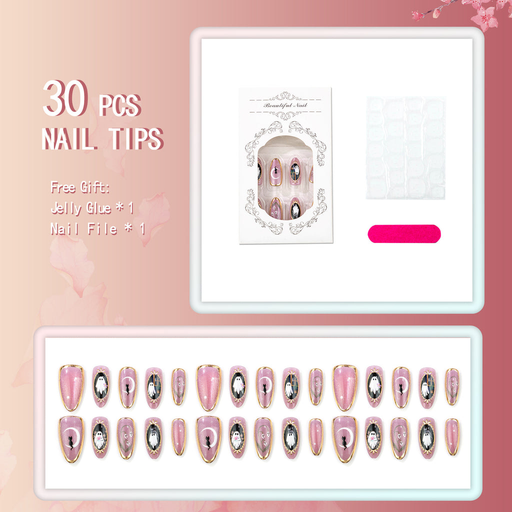 Ghostly purple cat's eye nails
