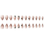 24pcs Short White Almond St. Patrick's Day clover Nails