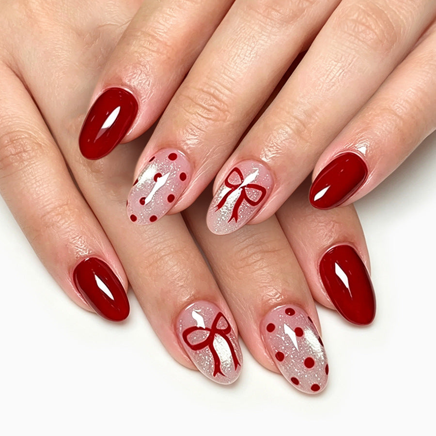 Valentine's Day bow nails