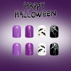 24pcs Short Square Halloween purple nails