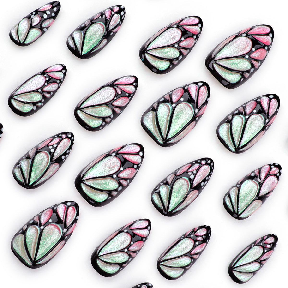 Pearlescent powder gradient nails