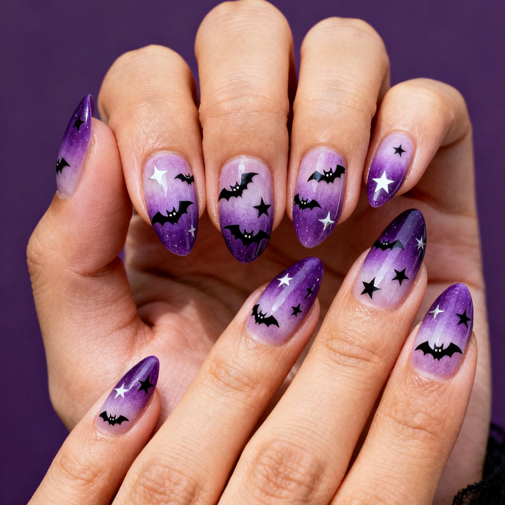 Gradient black bat nails