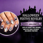 24pcs Short Square purple Halloween Spider Nails