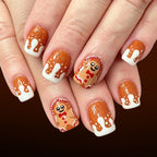 Short French Square Gingerbread Brownish Christmas nails