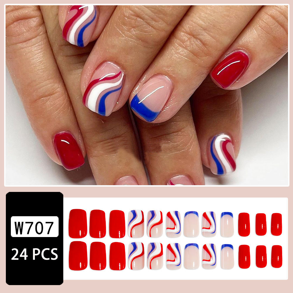 American Flag Independence Day Red&blue Stripes Nails