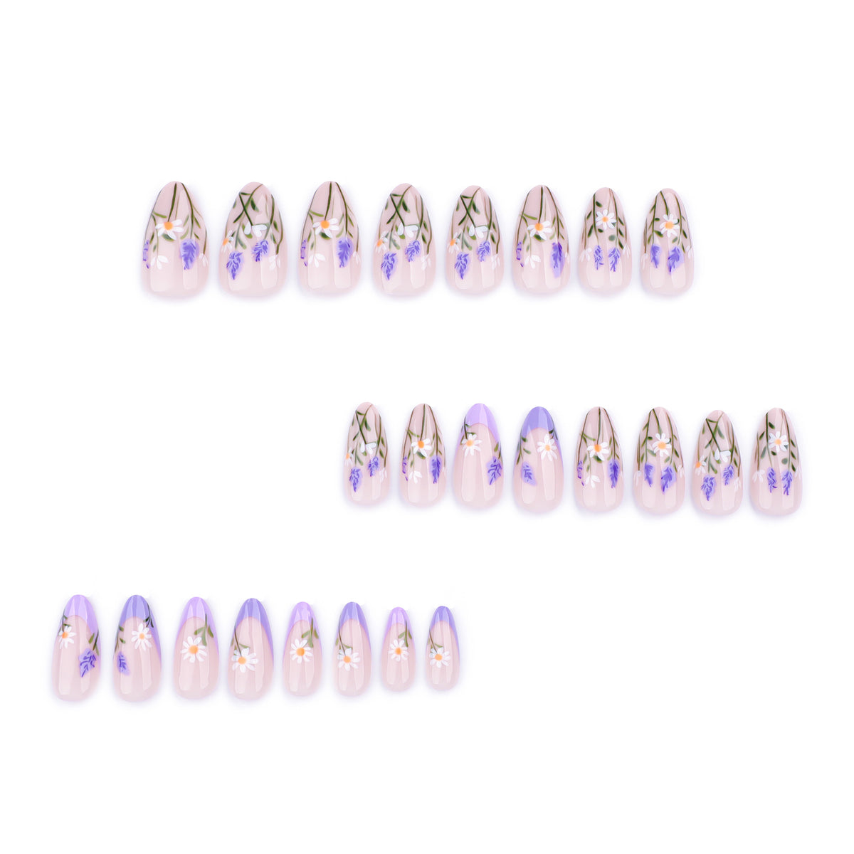 Purple phoenix-tailed flower nails