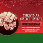 24pcs Short Square Red-white French Stripe Glitter Christmas Nails