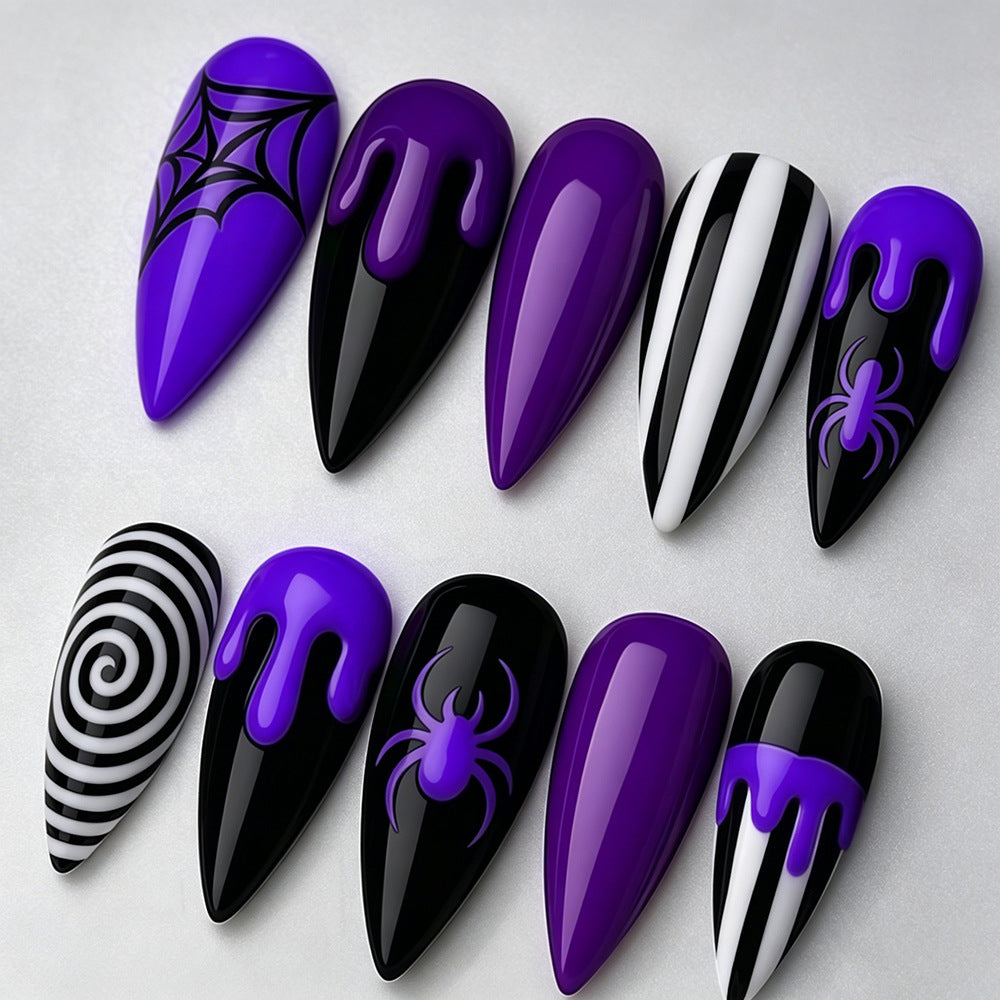 Purple-black spider nails