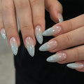 French Light Blue Ombre Almond Long nails