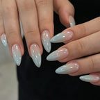 French Light Blue Ombre Almond Long nails
