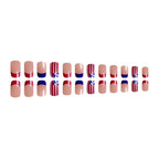 24pcs American Flag Independence Day Stripes Long Nails