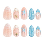 Short Almond blue vacation nails