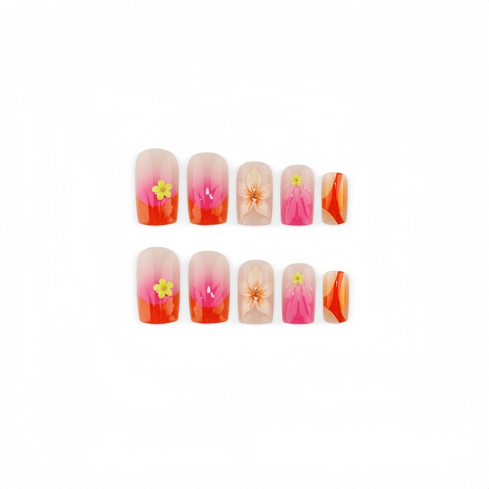 Pink-orange nails