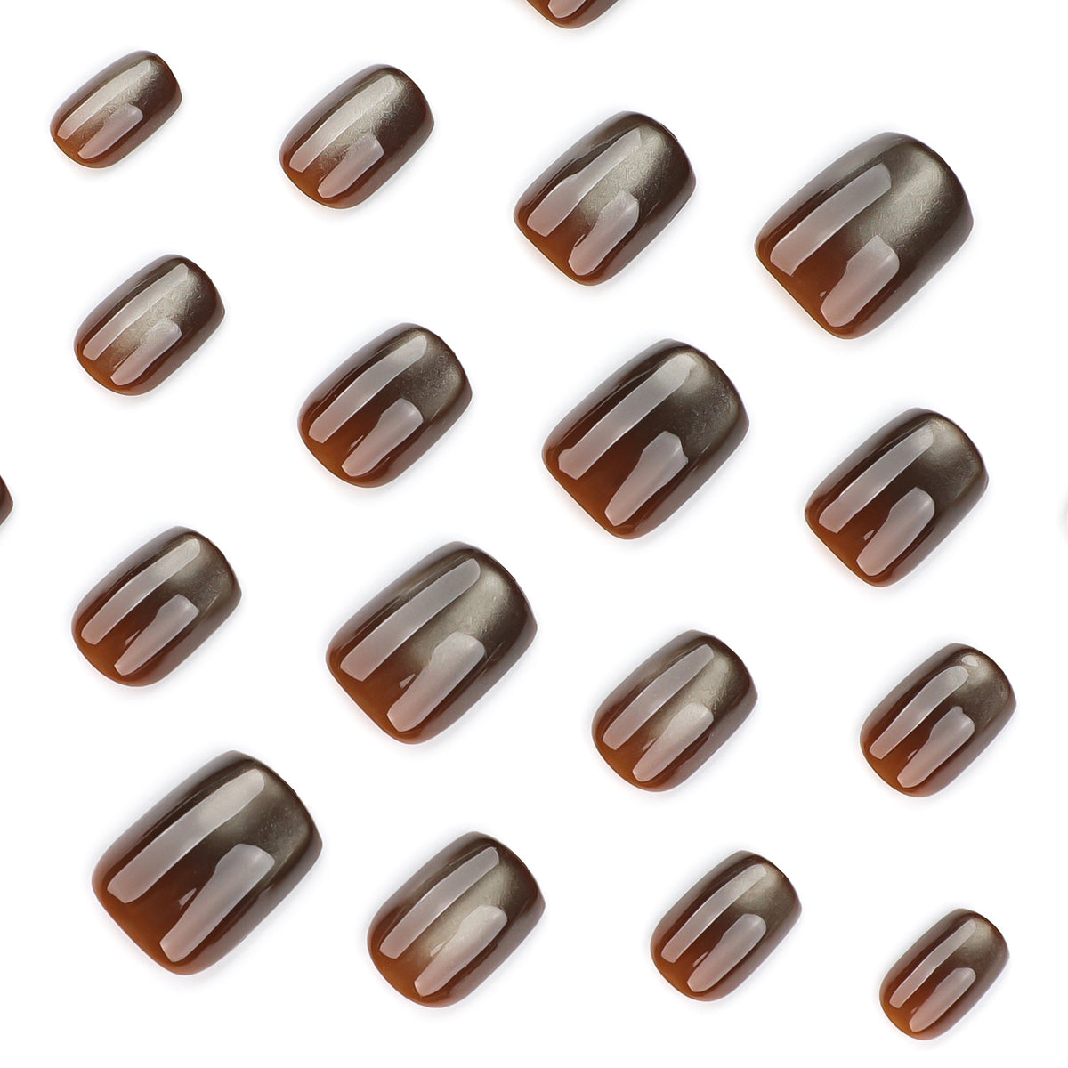 Dark brown cat's eye nails