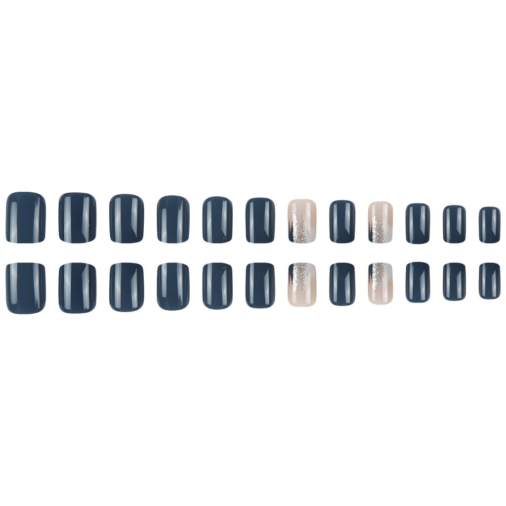 24pcs Blue short Oval Nails