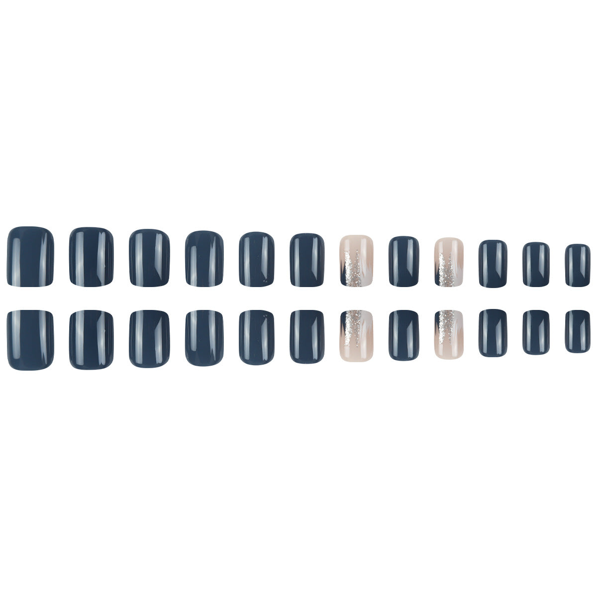 24pcs Blue short Oval Nails