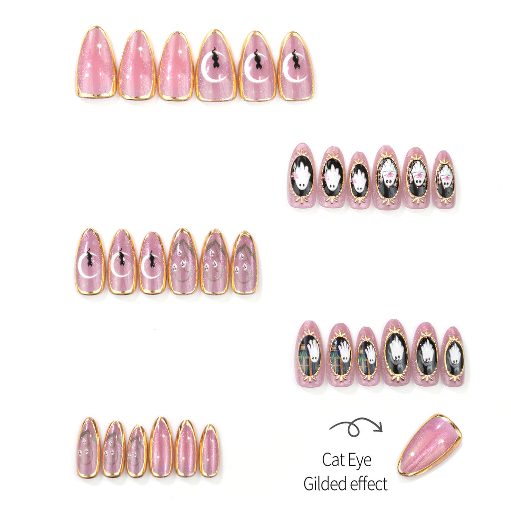 Ghostly purple cat's eye nails