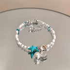 Beach vacation natural style starfish and shell bracelet