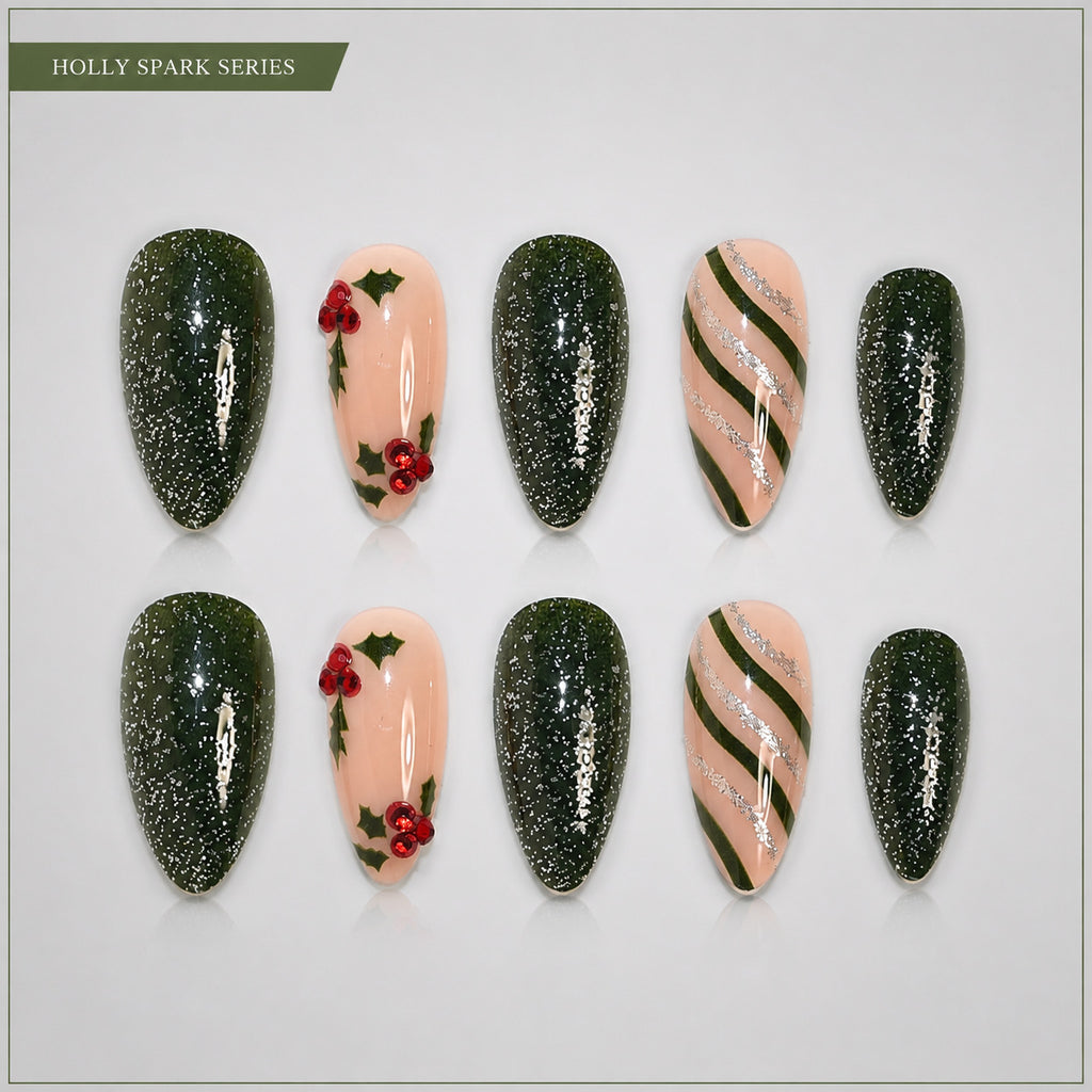 Christmas wreath nails