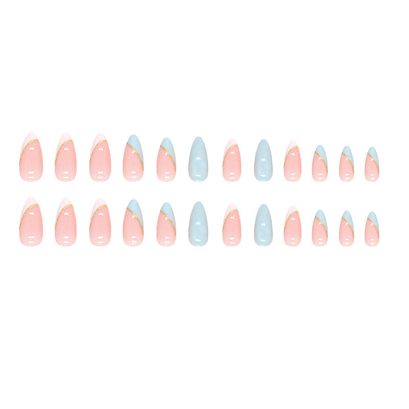 24pcs Sky-blue Almond Nails