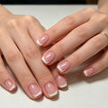 24pcs Short Square French manicure with Pink Nails
