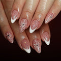 French snowflake glitter nails