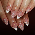 French snowflake glitter nails