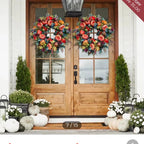 Autumn floral wreath door decoration with pumpkin vine ring door hanging Thanksgiving twine ornaments