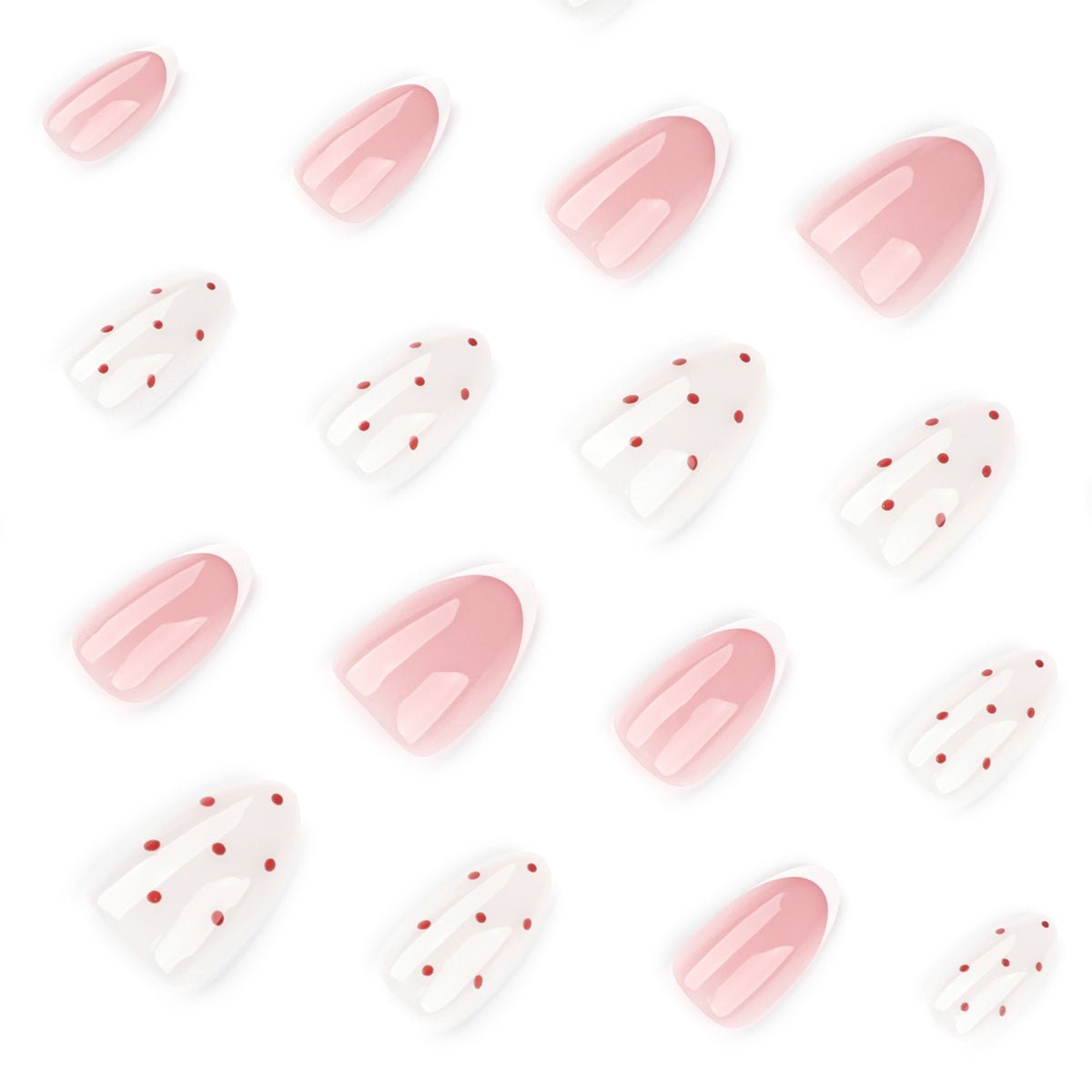 24pcs Best-selling Almond French style polka dots Nails