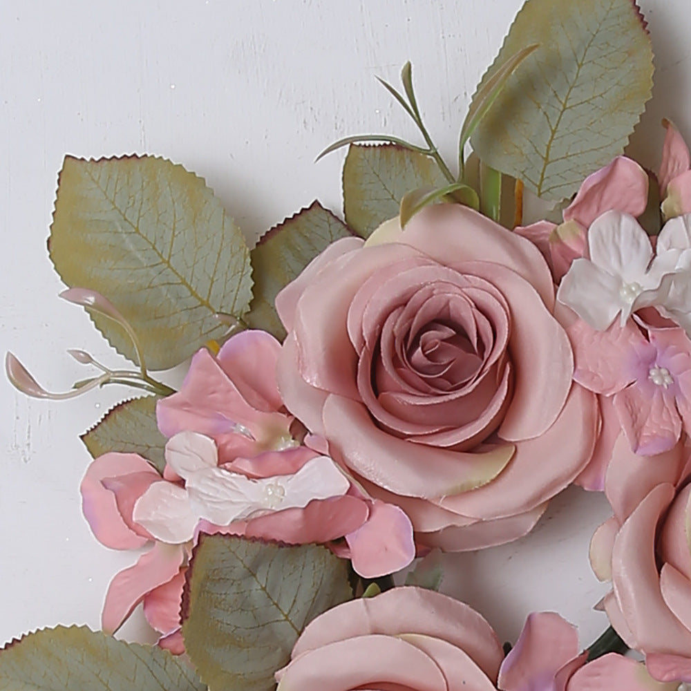 Simulation rose hydrangea candleholder wreath table decoration for wedding decoration