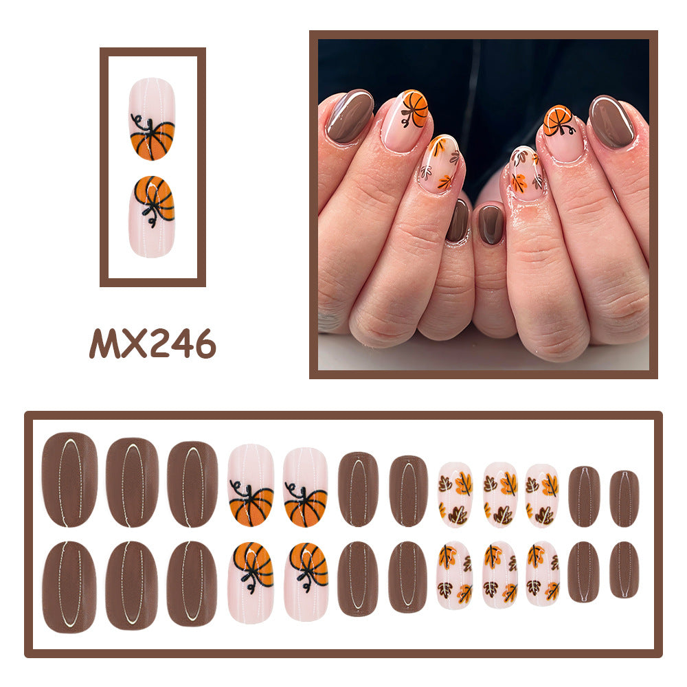 Autumn Maple Pumpkin Brown Nails