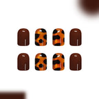 Short Square Brown Cat-eye Nails