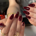 Almond wine red nails