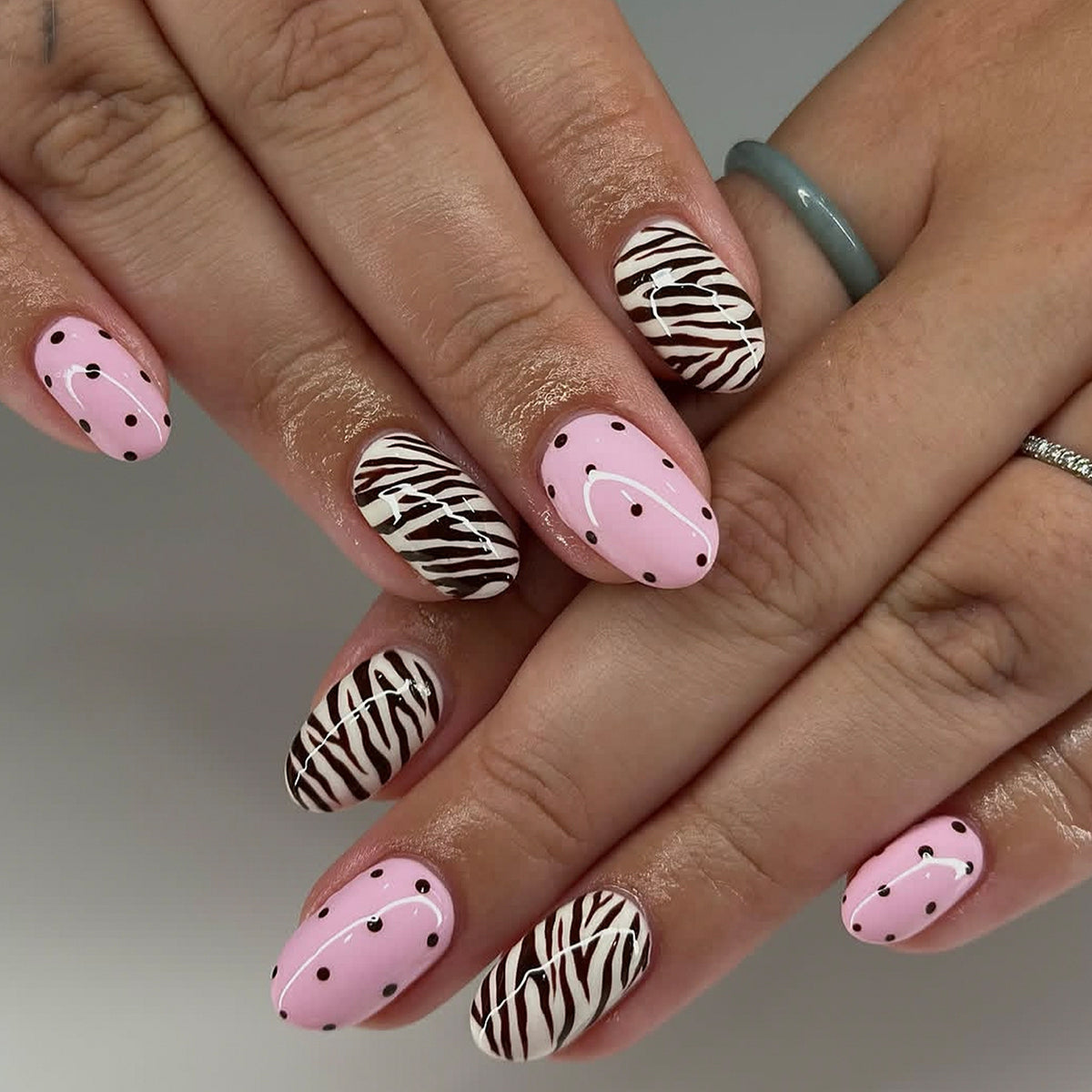 Pink zebra nails