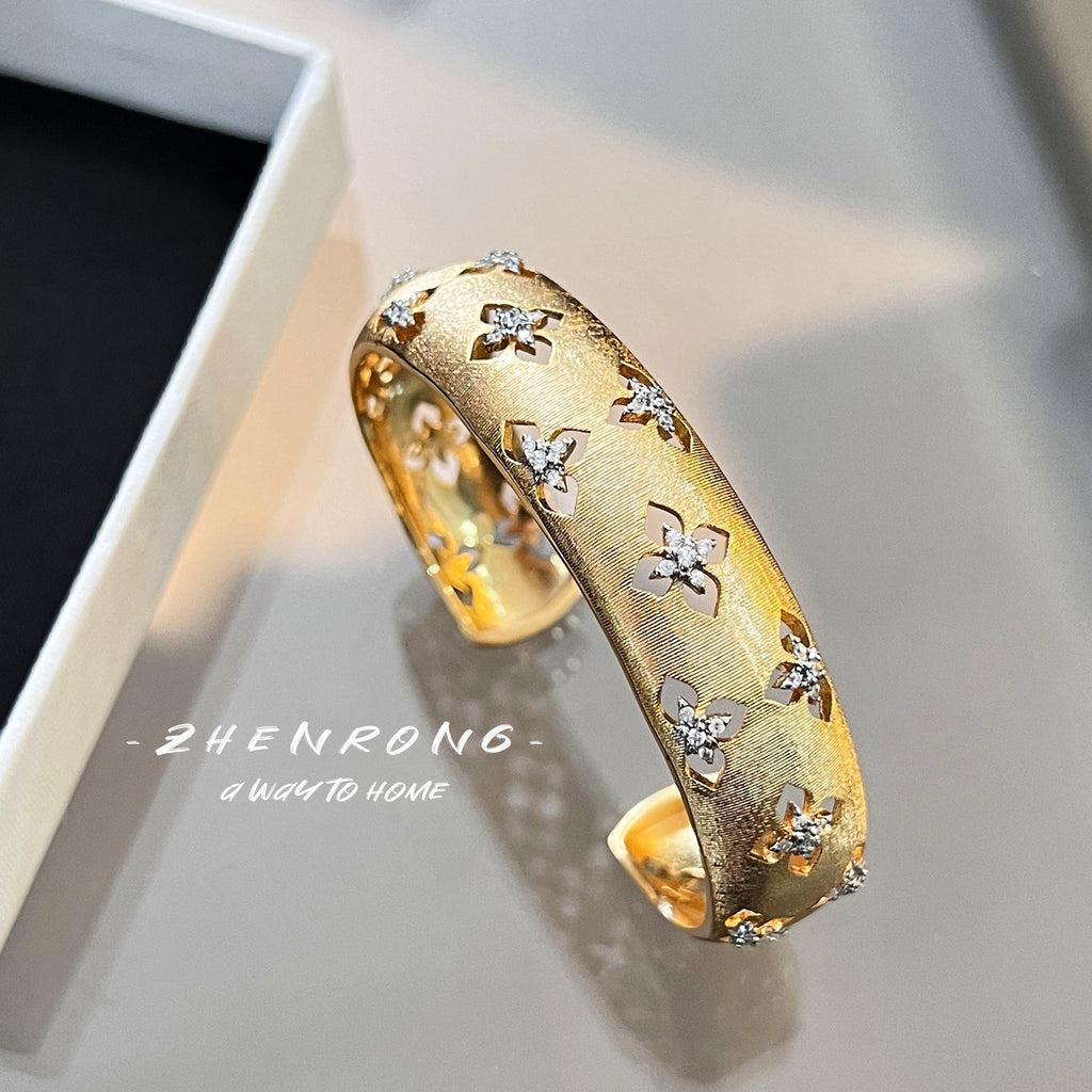 Two-color gold craftsmanship fabric finger ring, genuine gold electroplated earrings, necklace, bracelet, for women