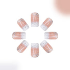 24pcs Medium glossy white edge French manicure