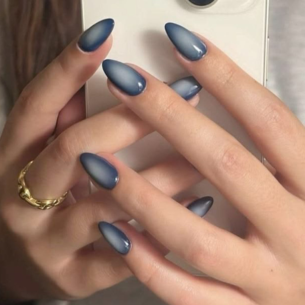 Blue Almond Glossy Long nails