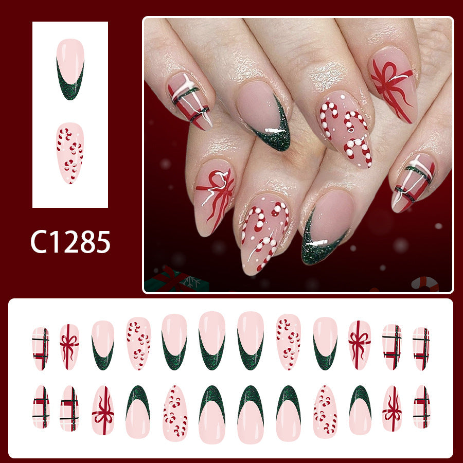 French glitter checkered nails