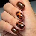 Short Square Brown Cat-eye Nails