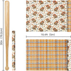 Glitter Foil Fall Pumpkin Wrapping Paper Roll Autumn Harvest Floral Pumpkin Gift Wrap for Thanksgiving