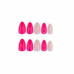 24pcs Pink heart-shaped dotted Almond Nails