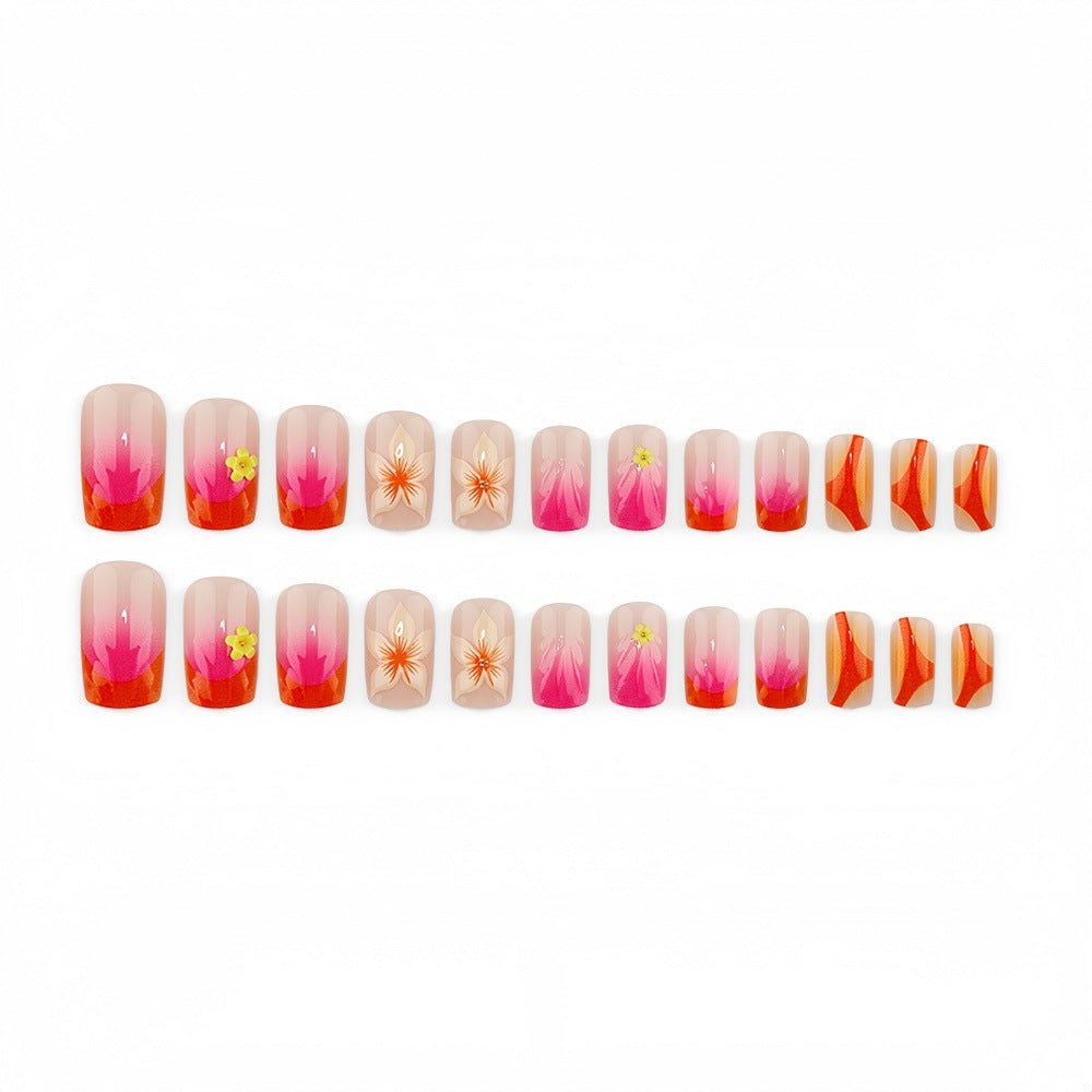 Pink-orange nails