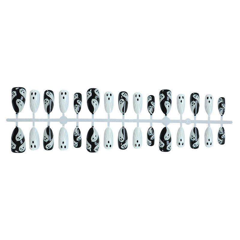 Black and white ghost nails