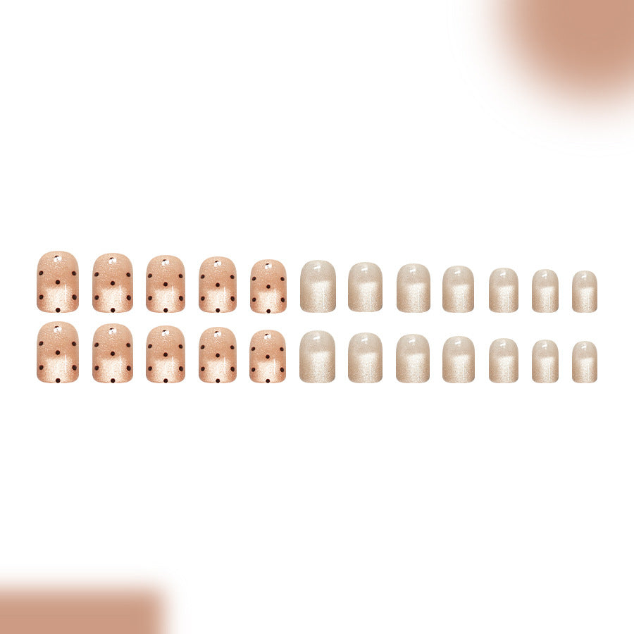 24pcs Short Square patterned Cat-eye Press on nails