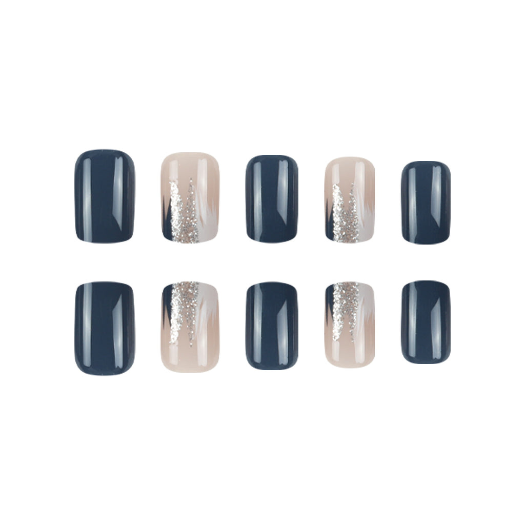 24pcs Blue short Oval Nails