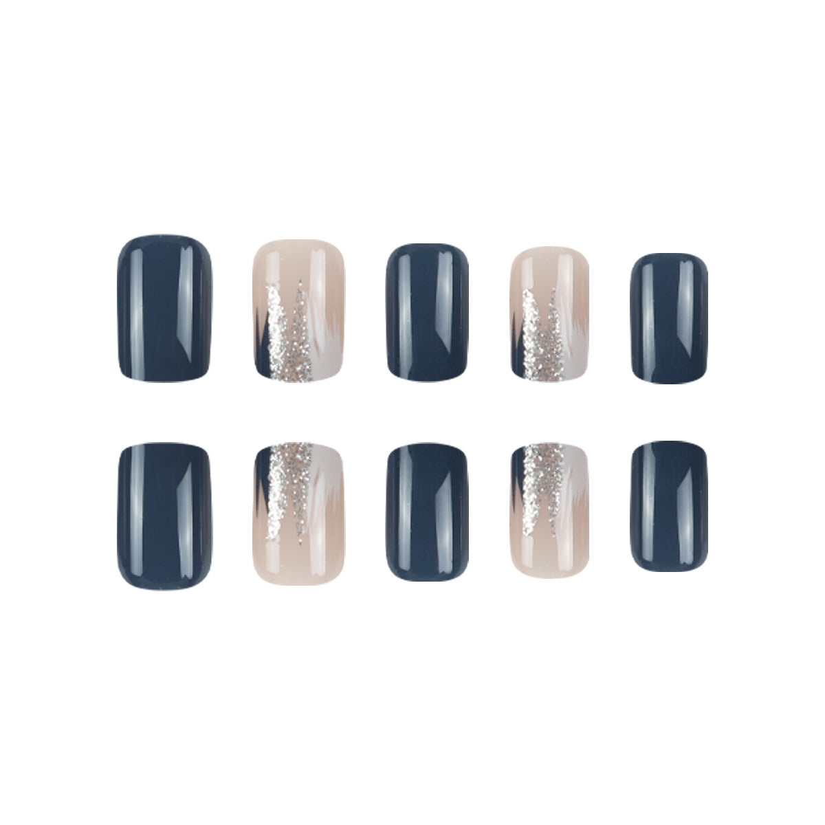 24pcs Blue short Oval Nails