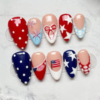 30 pcs American Independence Day polka dot butterfly Almond Nails