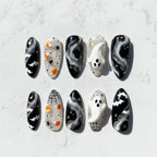 Ghost almond dark spider nails